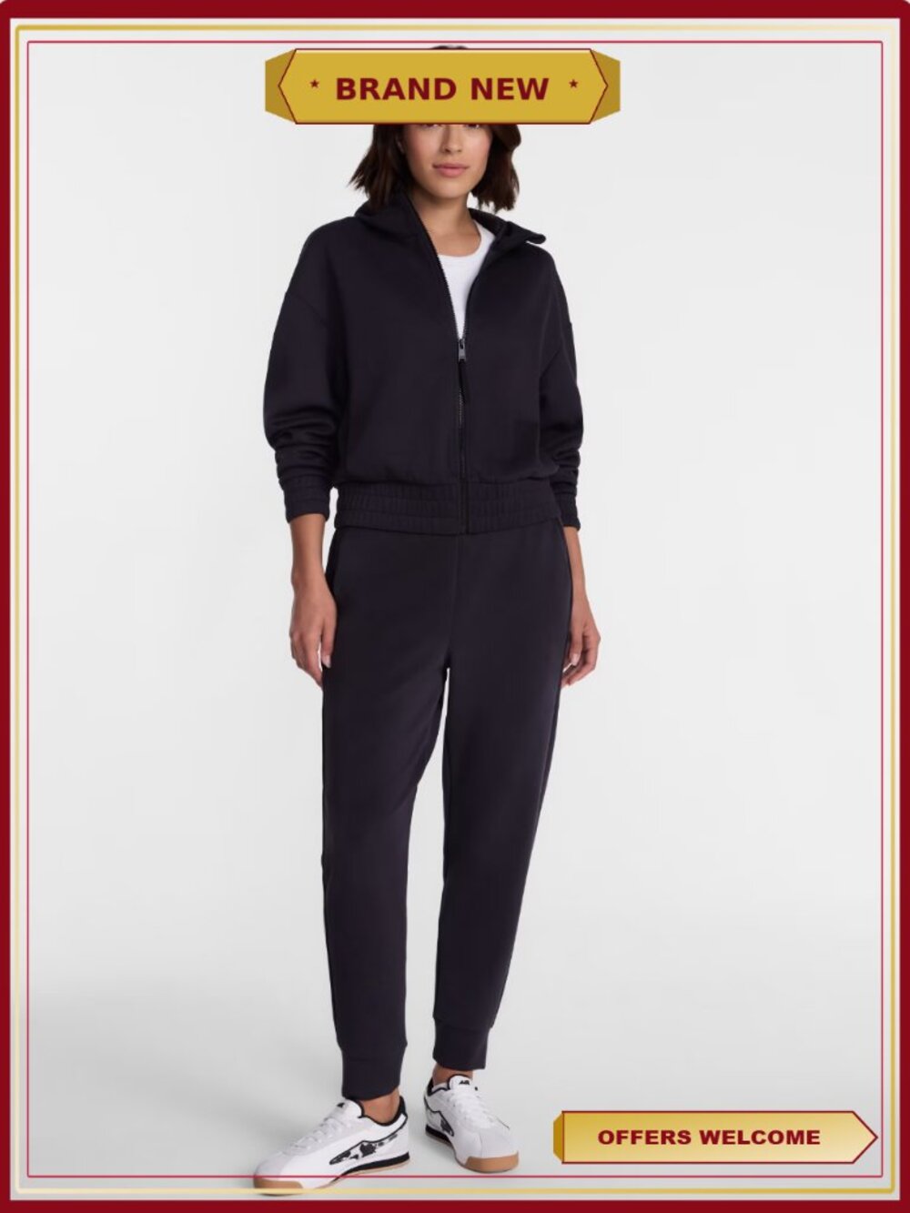 ScubaKnit Cropped Zip Hoodie with Drop Shoulders and Relaxed Sleeves
